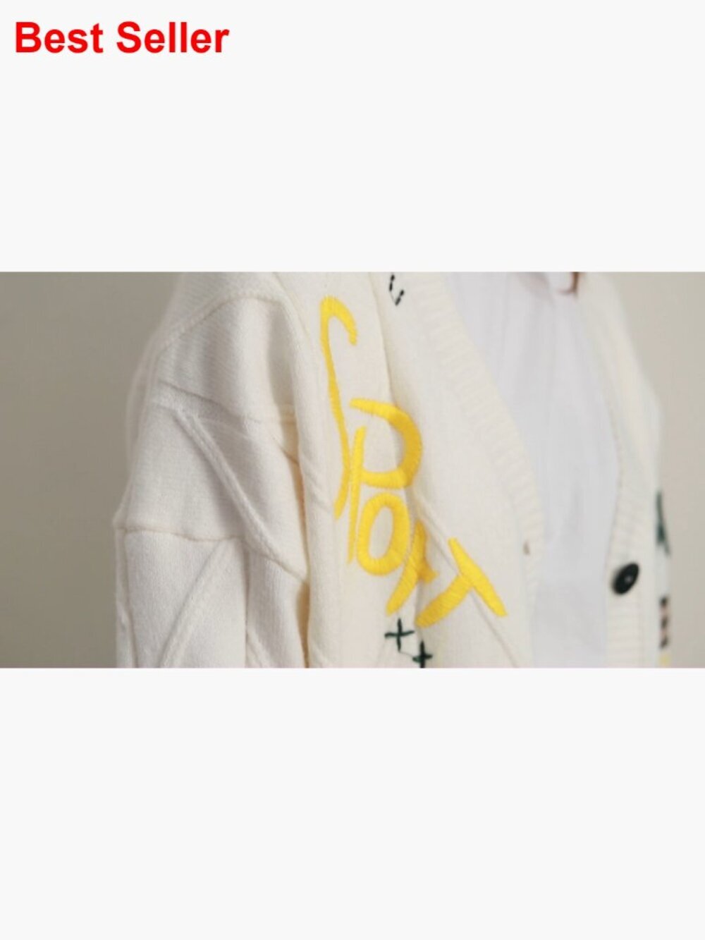 Wool Blend Cable Knit Cardigan V-Neck Open Front Button Down - Picture 7 of 7